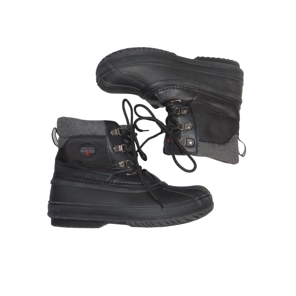 Nautica Yarmuk Black Grey Felt Lined Duck Boots Mens 5 Womens 7